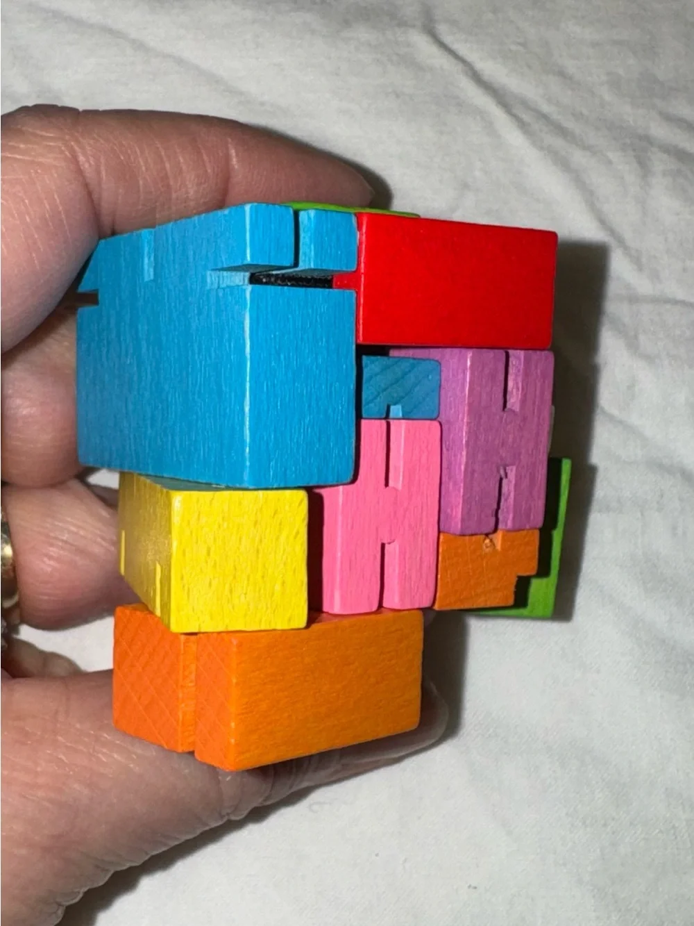 Colorful Wooden Cubebot fidget Robot cube Puzzle - Multicolor David weeks